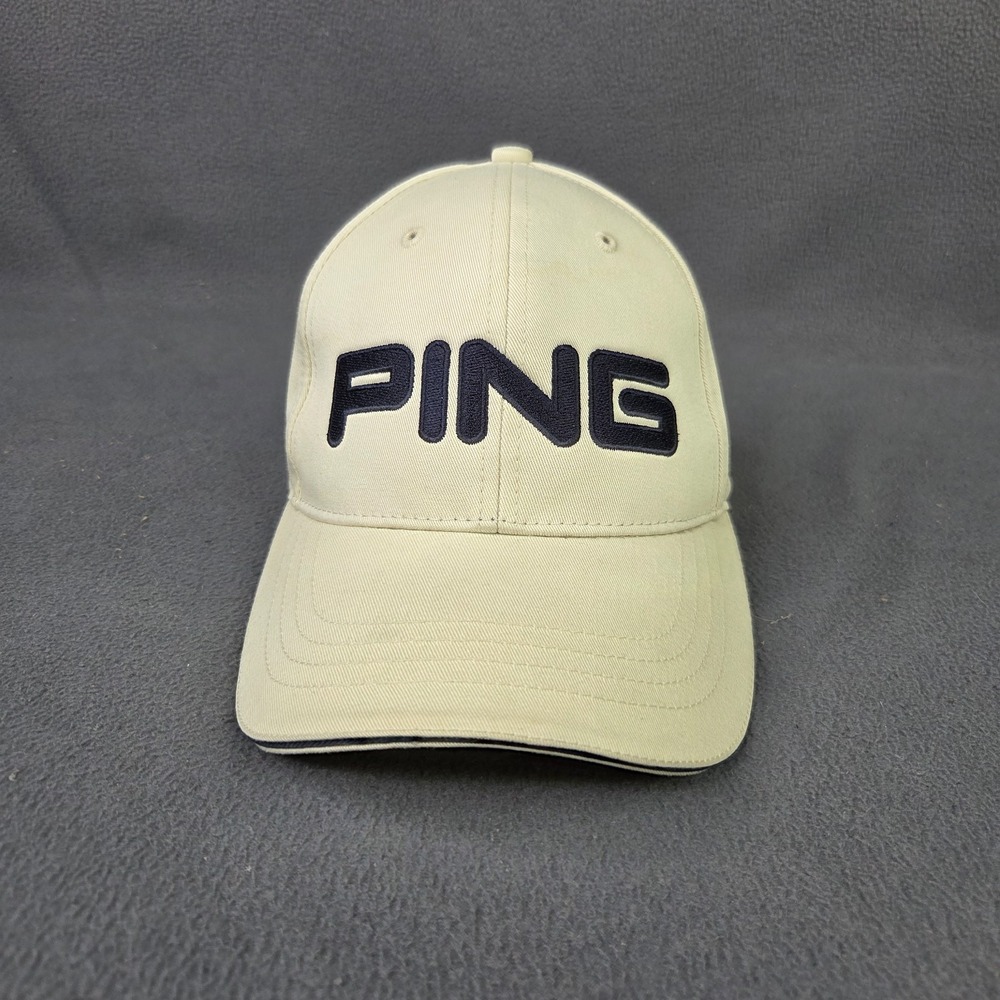 PING Si3 Irons Golf Hat Size M/L Tan Performance Flex Cap Lightweight